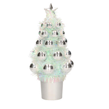 Bellatio decorations Kerstboom - kunst - mini - zilver - 19 cm product