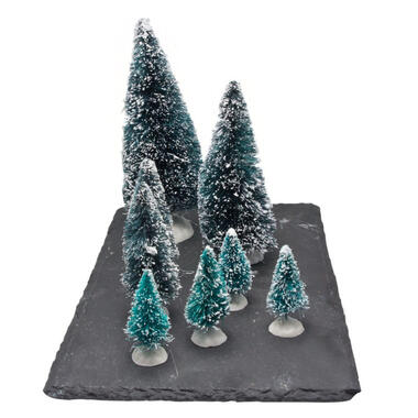 Bellatio decorations Kerstdorp accessoire - bomen - 8 stuks product