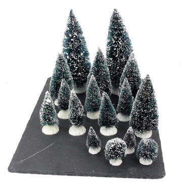 Kerstdorp onderdelen miniatuur set van 16x boompjes product