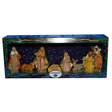 8x Kerststal beeldjes - Jezus/Maria/Jozef - kunststof - van 8 tot 11 cm product