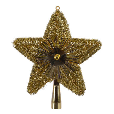 Decoris Kerstboompiek - goudkleurig - ster piek - 23 cm product