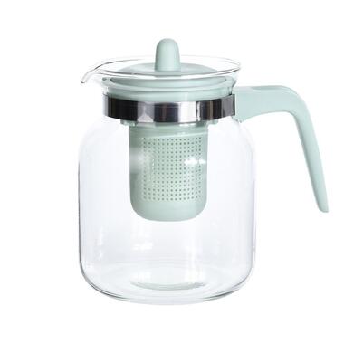 Theepot - met filter - groen - glas - 1500 ml product