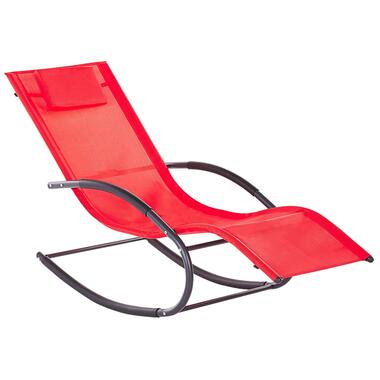 Beliani tuinligstoel CARANO II - rood staal, textiel product