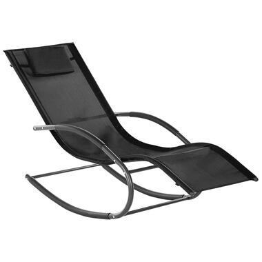 Beliani tuinligstoel CARANO II - zwart staal, textiel product