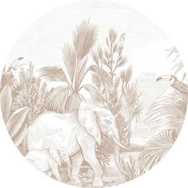 ESTAhome zelfklevende behangcirkel - jungle-motief - beige - Ø 70 cm - 159077 product
