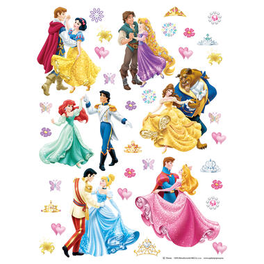 Disney muursticker - prinsessen - geel, roze, paars en blauw - 65 x 85 cm product