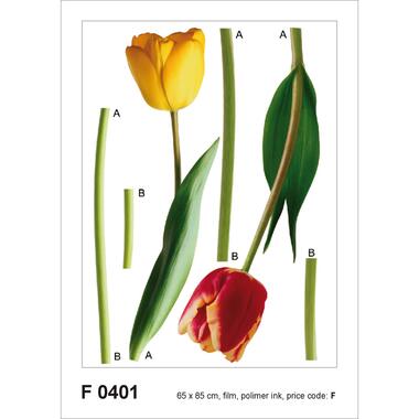 Sanders & Sanders muursticker - bloemen - groen, geel en rood - 65 x 85 cm product