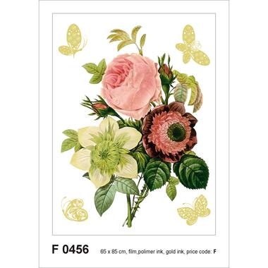 Sanders & Sanders muursticker - bloemstilleven - groen en roze - 65 x 85 cm product