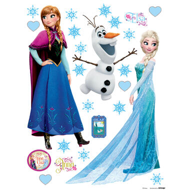 Disney muursticker - Frozen Anna & Elsa - blauw, paars en wit - 65 x 85 cm product