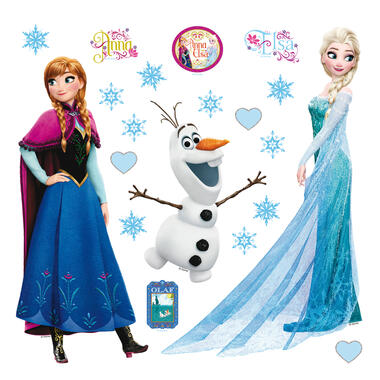 Disney muursticker - Frozen Anna & Elsa - blauw en paars - 30 x 30 cm - 600224 product