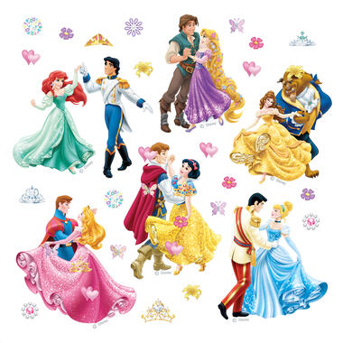 Disney muursticker - prinsessen - roze, geel en blauw - 30 x 30 cm - 600213 product