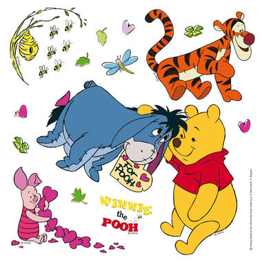 Disney muursticker - Winnie de Poeh - blauw, oranje en geel - 30 x 30 cm product