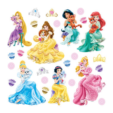 Disney muursticker - prinsessen - groen, roze en geel - 30 x 30 cm - 600236 product