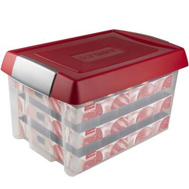 Nesta Kerstballen Opbergbox 60L - Trays voor 60 kerstballen - Transparant/rood product