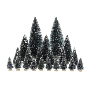 LuVille Kerstdorp Miniatuur Bristle Bomen - 21 Stuks - H22 x Ø8 cm product