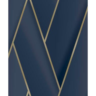 Dutch Wallcoverings - Onyx dessin blauw/goud - 0,53x10,05m product