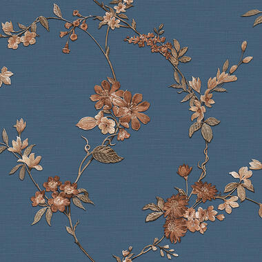 Dutch Wallcoverings - Fabric Touch flower dark blue - 0,53x10,05m product