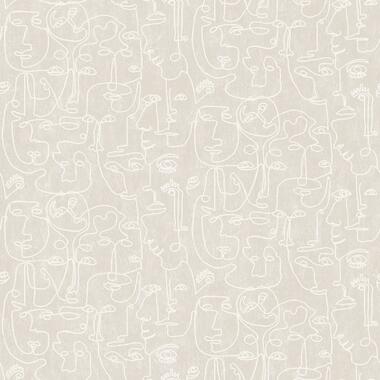 Dutch Wallcoverings - Arty Faces beige/wit - 0,53x10,05m product