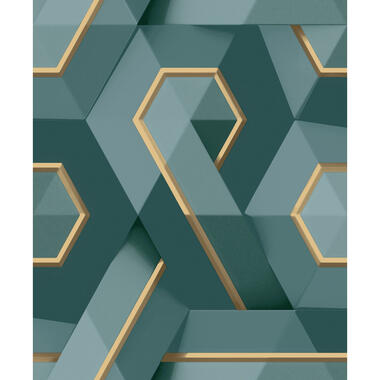 Dutch Wallcoverings - Onyx dessin groen/goud - 0,53x10,05m product