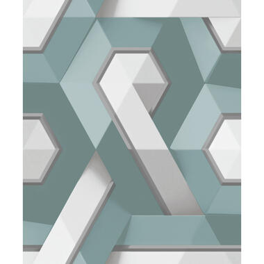 Dutch Wallcoverings - Onyx dessin blauwgroen/grijs - 0,53x10,05m product