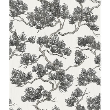 Dutch Wallcoverings - Wall Fabric pine tree white/black - 0,53x10,05m product