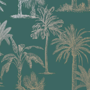 Dutch Wallcoverings - Indulgence Tropical trees teal - 0,53x10,05m product