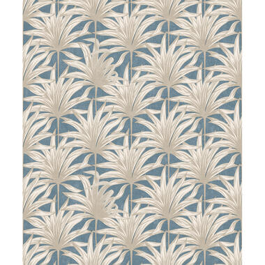 Dutch Wallcoverings - Eden palm blauw/grijs - 0,53x10,05m product