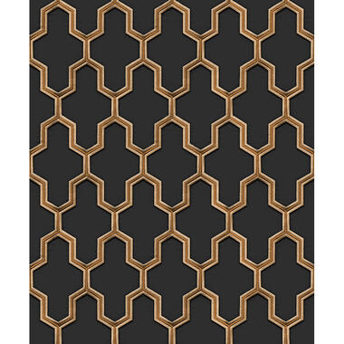 Dutch Wallcoverings - Wall Fabric geometric black - 0,53x10,05m product