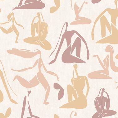 Dutch Wallcoverings - Arty Woman beige/oudroze/oker - 0,53x10,05m product