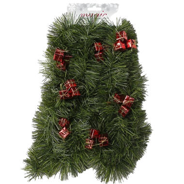 Guirlande - groen - met rode cadeautjes - 270 cm product
