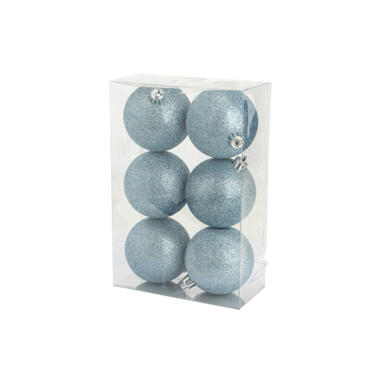 Cosy&Trendy Kerstballen Ø 8 cm - IJs blauw glitter - Set-6 product