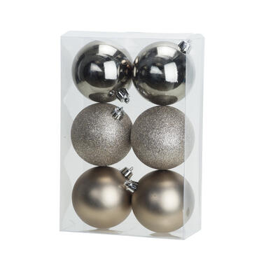 Cosy & Trendy Kerstballen - 6x st - champagne - 8 cm - kunststof product