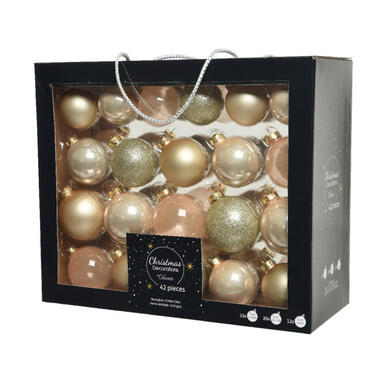 Decoris Kerstballen set - 42x - parel - glas - 5 tot 7 cm product