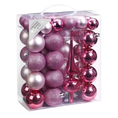 Inge goods Kerstballen - 47 stuks - roze - mat - glans - met piek product