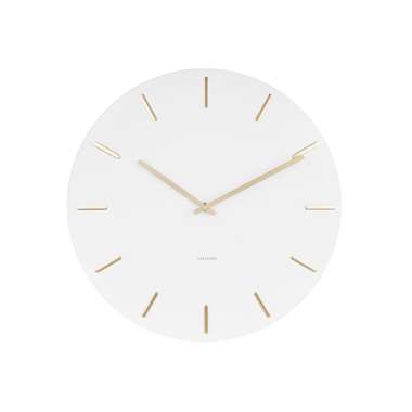 Wall clock Charm white steel with gold battons product