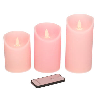 Anna's Collection Stompkaars - 3 stuks - roze - LED kaarsen product