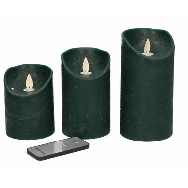 Anna's Collection Stompkaars - 3 stuks - antiek groen - LED kaarsen product