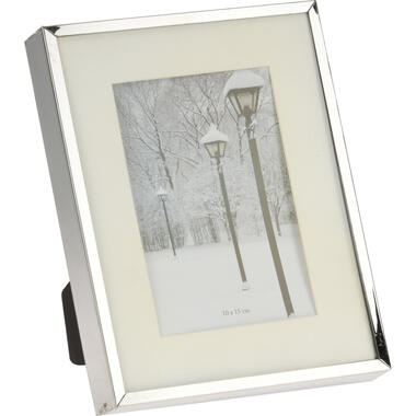 Bellatio design Fotolijstje - zilverkleurig - metalen rand - 17 x 22 cm product