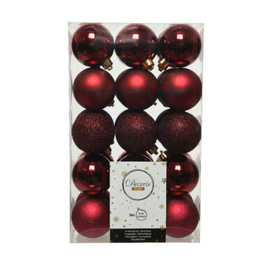 Decoris kerstballen - 30x st - donkerrood - D6 cm product