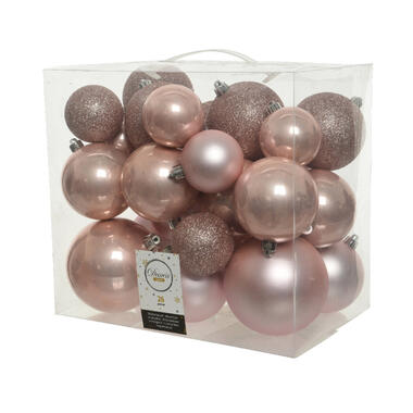 Decoris Kerstballen - 26x st - lichtroze - 6-8-10 cm product