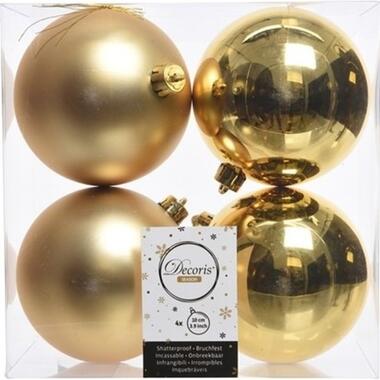 Decoris Kerstballen - 4ST - goudkleurig - mat en glans - 10 cm product
