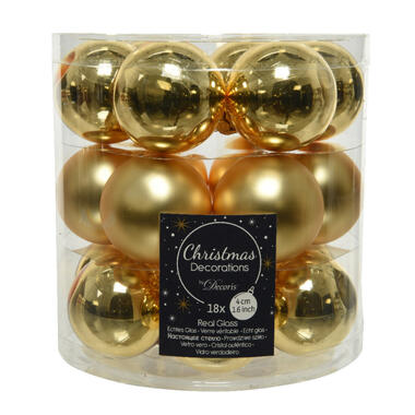 Decoris Kleine kerstballen - 18x - goud - D4 cm - glas product