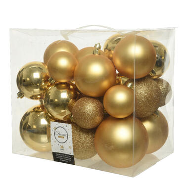 Decoris Kerstballen - 26x st - goud - 6-8-10 cm product