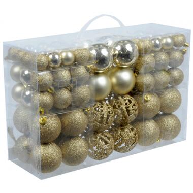 Kerstballen - 100st - mix - goud - kunststof - 3-4-6 cm product