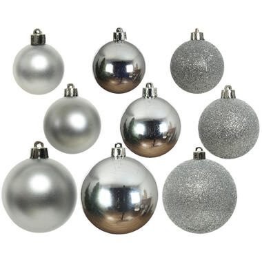 Decoris Kerstballen - 26x st - zilver - 6-8-10 cm product