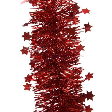 Decoris kerstslinger - sterren - rood - 270 x 10 cm - folie/tinsel - lametta product