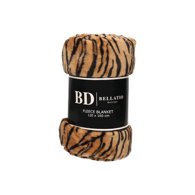 Bellatio design Plaid - fleece deken - tijger dieren print - 120 x 160 cm product