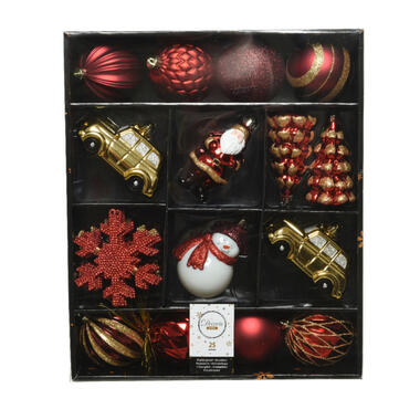 Decoris Kersthangers - 8 cm - figuurtjes - rood en goud - 25 stuks product