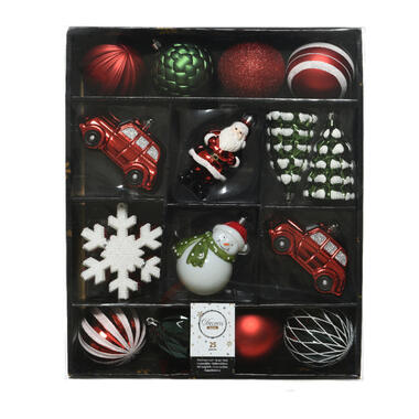 Decoris Kersthangers - ornamenten - 25ST - rood - wit - groen product