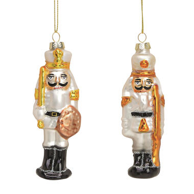 Kersthangers notenkrakers soldaten - 2x st - 12 cm - glas - ornamenten product